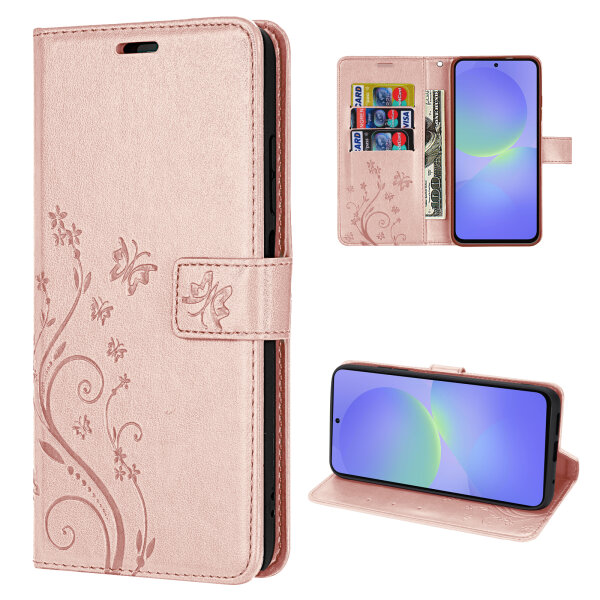 Hülle für Samsung Galaxy A36/ A56 Handy Tasche Case Schutzhülle Schale Etui BF Flower Rosegold