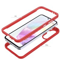 Samsung Galaxy A36 / A56 Handyhülle 2-teilig 360° Grad Hülle mit Displayschutz 9H Rot