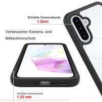 Samsung Galaxy A36 / A56 Handyhülle 2-teilig 360° Grad Hülle mit Displayschutz 9H in Schwarz