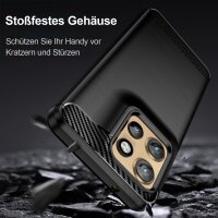 Motorola Moto Edge 50 Neo Carbon Hülle TPU Handy Tasche Case Back Cover Panzer Schutzhülle Bumper in Schwarz