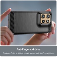 Motorola Moto Edge 50 Neo Carbon Hülle TPU Handy Tasche Case Back Cover Panzer Schutzhülle Bumper in Schwarz