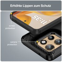 Motorola Moto Edge 50 Neo Carbon Hülle TPU Handy Tasche Case Back Cover Panzer Schutzhülle Bumper in Schwarz