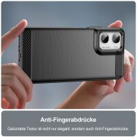 Motorola Moto G06 /G06 Power Carbon Hülle TPU Handy Tasche Case Back Cover Panzer Schutzhülle Bumper in Schwarz
