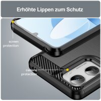 Motorola Moto G06 /G06 Power Carbon Hülle TPU Handy Tasche Case Back Cover Panzer Schutzhülle Bumper in Schwarz