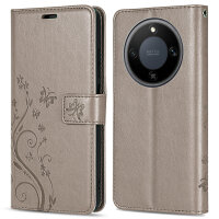 Hülle für Honor Magic 8 Lite Handyhülle Schutzhülle Wallet Case Klapphülle Etui Grau