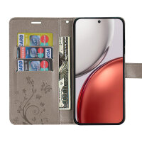 Hülle für Honor Magic 8 Lite Handyhülle Schutzhülle Wallet Case Klapphülle Etui Grau