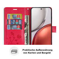Hülle für Honor Magic 8 Lite Handyhülle Schutzhülle Wallet Case Klapphülle Etui Rot