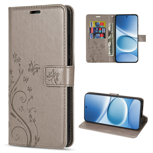 Hülle für Xiaomi Redmi Note 15 Pro 4G Handyhülle Wallet Case Klapphülle in Grau