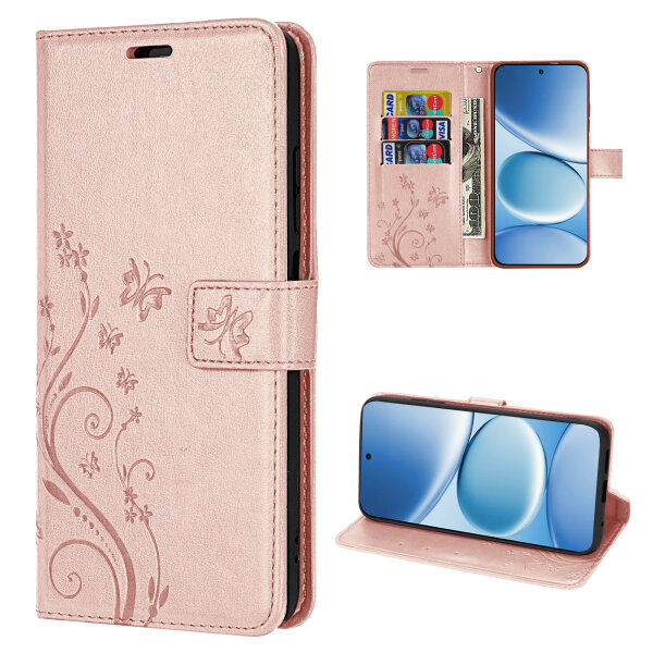 Hülle für Xiaomi Redmi Note 15 Pro 5G Handyhülle Wallet Case Klapphülle in Rosegold
