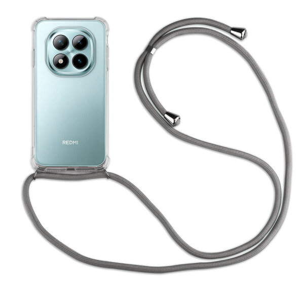 Handykette für Xiaomi Redmi Note 15 Pro 5G Hülle mit Band Case Handyhülle mit Kette in Grau