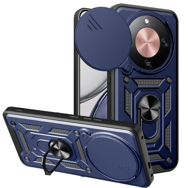 Outdoor Panzer Hülle für Honor Magic 8 Lite Handyhülle Slide Kameraschutz Ringhalter Blau