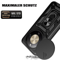 Outdoor Panzer Hülle für Honor Magic 8 Lite Handyhülle Slide Kameraschutz Ringhalter Schwarz