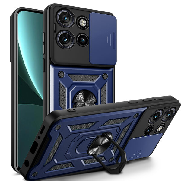 Outdoor Panzer Hülle für Motorola Edge 50 Neo Handyhülle mit Kameraschutz Ringhalter Blau