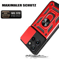Outdoor Panzer Hülle für Motorola Edge 50 Neo Handyhülle mit Kameraschutz Ringhalter Rot