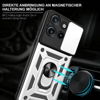 Outdoor Panzer Hülle für Motorola Edge 50 Neo Handyhülle mit Kameraschutz Ringhalter Silber