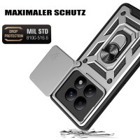 Outdoor Panzer Hülle für Xiaomi Redmi Note 15 4G / 5G Handyhülle mit Kameraschutz Ringhalter Silber