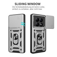 Outdoor Panzer Hülle für Xiaomi Redmi Note 15 4G / 5G Handyhülle mit Kameraschutz Ringhalter Silber