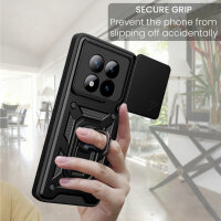 Outdoor Panzer Hülle für Xiaomi Redmi Note 15 Pro 4G Handyhülle mit Kameraschutz Ringhalter Schwarz