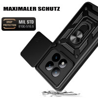 Outdoor Panzer Hülle für Xiaomi Redmi Note 15 Pro 4G Handyhülle mit Kameraschutz Ringhalter Schwarz
