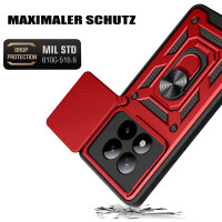 Outdoor Panzer Hülle für Xiaomi Redmi Note 15 Pro 5G Handyhülle mit Kameraschutz Ringhalter Rot