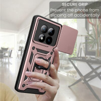 Outdoor Panzer Hülle für Xiaomi Redmi Note 15 Pro+ Handyhülle mit Kameraschutz Ringhalter Rosegold