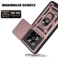 Outdoor Panzer Hülle für Xiaomi Redmi Note 15 Pro+ Handyhülle mit Kameraschutz Ringhalter Rosegold