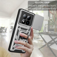 Outdoor Panzer Hülle für Xiaomi Redmi Note 15 Pro+ Handyhülle mit Kameraschutz Ringhalter Silber