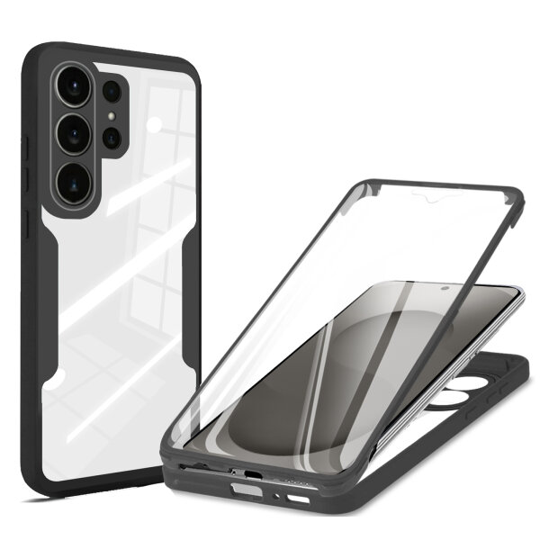 360° Grad Hülle für Samsung Galaxy S26 Ultra vollschutz mit Integriertem Displayschutz Schwarz