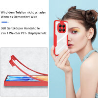 360° Grad Hülle für Xiaomi Redmi Note 15 Pro 4G vollschutz Integriertem Displayschutz in Rot