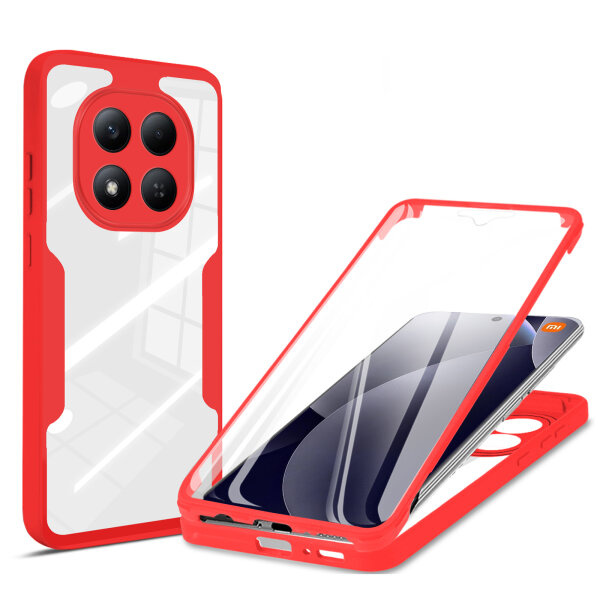 360° Grad Hülle für Xiaomi Redmi Note 15 Pro+ vollschutz Integriertem Displayschutz in Rot