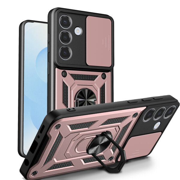 Outdoor Panzer Hülle für Samsung Galaxy S26 mit Kameraschutz Ringhalter Rosegold