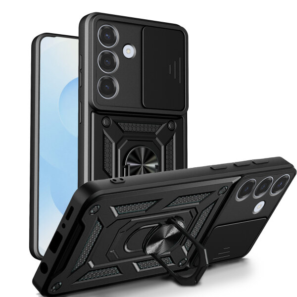 Outdoor Panzer Hülle für Samsung Galaxy S26+ mit Kameraschutz Ringhalter Schwarz
