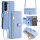 Handykette Samsung Galaxy S26+ Hülle mit Band Handyhülle Kartenfächer PU Leder Umhängetasche in Hellblau