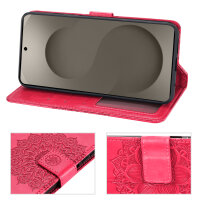 Hülle für Samsung Galaxy S26 5G Wallet Case Kartenfächern & Standfunktion in Mandala Rot