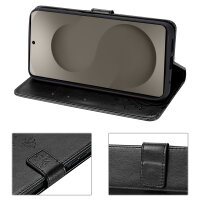 Hülle für Samsung Galaxy S26 5G Wallet Case Kartenfächern & Standfunktion in Blume Schwarz