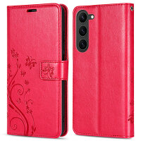 Hülle für Samsung Galaxy S26 5G Wallet Case Kartenfächern & Standfunktion in Blume Rot