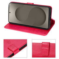 Hülle für Samsung Galaxy S26 5G Wallet Case Kartenfächern & Standfunktion in Blume Rot