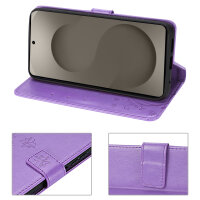 Hülle für Samsung Galaxy S26 5G Wallet Case Kartenfächern & Standfunktion in Blume Lila