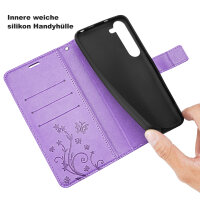 Hülle für Samsung Galaxy S26 5G Wallet Case Kartenfächern & Standfunktion in Blume Lila