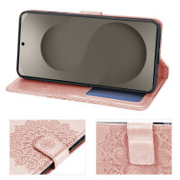 Hülle für Samsung Galaxy S26+ Wallet Case Kartenfächern & Standfunktion in Mandala Rosegold