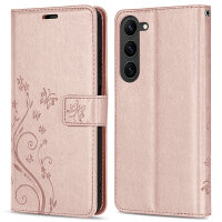 Hülle für Samsung Galaxy S26+ Wallet Case Kartenfächern & Standfunktion in Blume Rosegold