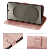Hülle für Samsung Galaxy S26+ Wallet Case Kartenfächern & Standfunktion in Blume Rosegold