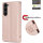 Hülle für Samsung Galaxy S26+ Wallet Case Kartenfächern & Standfunktion in Blume Rosegold