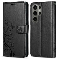 Hülle für Samsung Galaxy S26 Ultra Wallet Case Kartenfächern & Standfunktion in Blume Schwarz