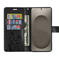 Hülle für Samsung Galaxy S26 Ultra Wallet Case Kartenfächern & Standfunktion in Blume Schwarz