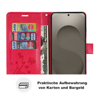Hülle für Samsung Galaxy S26 Ultra Wallet Case Kartenfächern & Standfunktion in Blume Rot