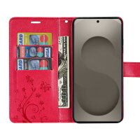Hülle für Samsung Galaxy S26 Ultra Wallet Case Kartenfächern & Standfunktion in Blume Rot