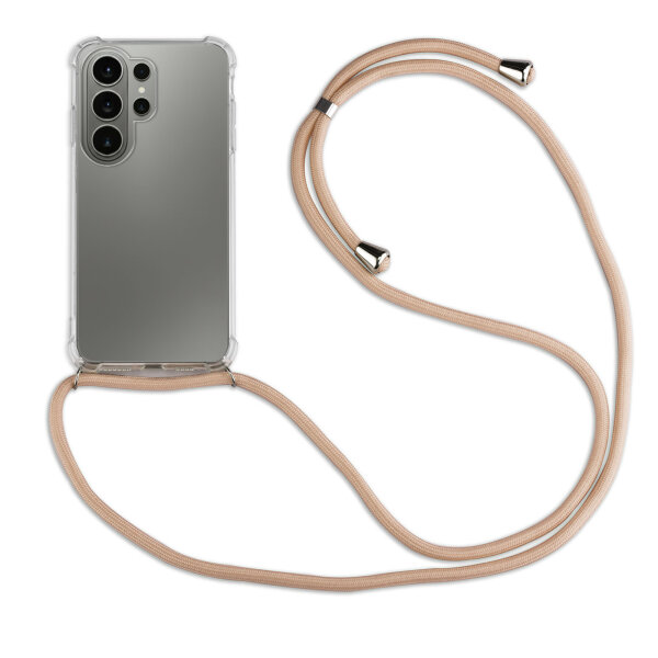 Handykette für Samsung Galaxy S26 Ultra Handyhülle mit Band in Beige / Braun
