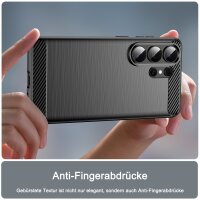 Carbon Hülle für Samsung Galaxy S26 Ultra Handyhülle Back Cover Handy Tasche Bumper Schwarz