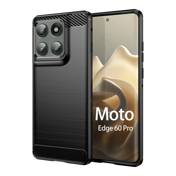 Carbon Hülle für Motorola Edge 60 Pro Schutzhülle in Schwarz